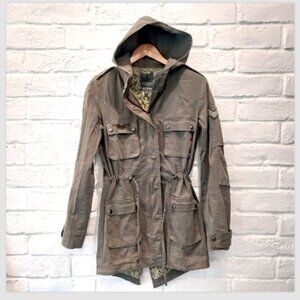 Nicole Benisti Jacket XS Womens Army Green Hooded Field Utility Parka Anorak